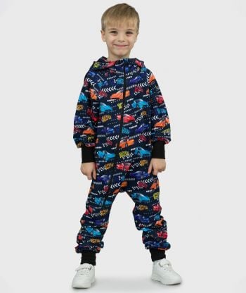 Onepiece French Terry Jumpsuit Speeding Cars