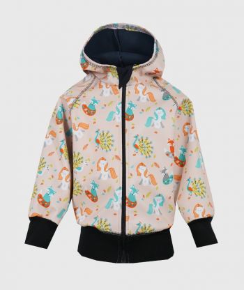 Waterproof Softshell Hoodie Beige Unicorns Tale