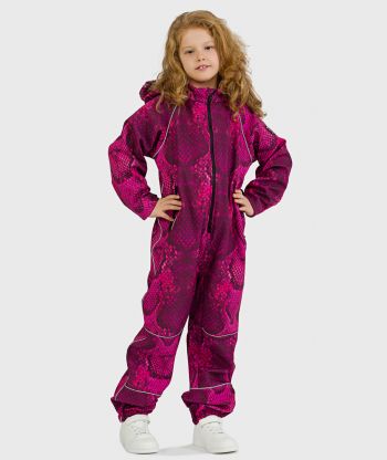 Removable Hood - Waterproof Softshell Overall Snake Fuchsia