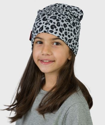 Baggy Hat Black And Grey Animal Print