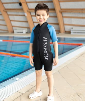 Neoprene Thermal Wetsuit Black/Aqua Blue