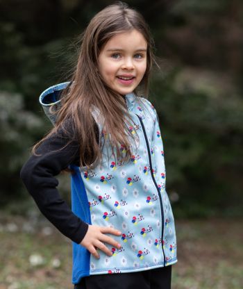 Softshell And Polar Fleece Hooded Vest Panda And Balloons